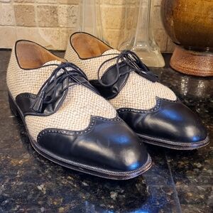 Men's Paolo De Marco Cream & Black Wingtip Oxfords Size 11M